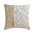thumbnail image 1 of Pillow Case Zipper, Silver & Gold 24"x24" (60x60 cm) Pillow Cases, Silk Patchwork & Metallic Leather Throw Pillows For Sofa, Abstract Pattern Modern Style - Auriferous, 1 of 4
