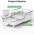 thumbnail image 3 of Expandable Stainless Steel Dish Drying Rack with Drainboard and Utensil Holder, White, 3 of 7