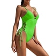 thumbnail image 2 of Gubotare High Waisted Swimsuits For Women Women Swimwear Color Solid Swimsuit Set Bikini Fashion Beachwear Swimwears,Green M, 2 of 5