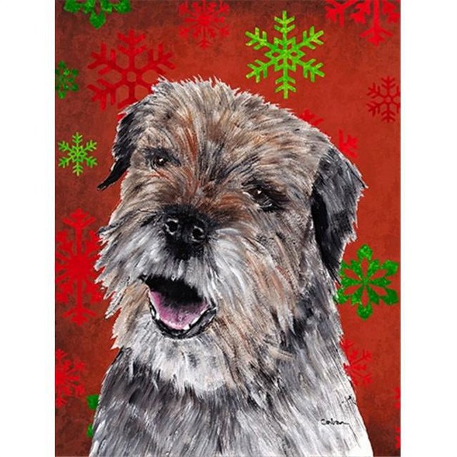 Carolines Treasures SC9585GF Border Terrier Rouge Flocon de Neige Drapeau de Noël Jardin Taille