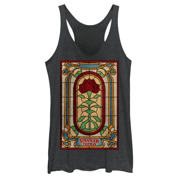Netflix Women's Stranger Things The Rose of Life Racerback Tank Top Black Heather 2X Large