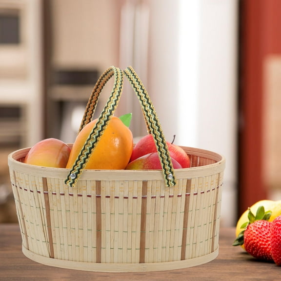 HEMOTON Bamboo Wicker Basket for Home Decor Versatile Storage Ideal for Clothes Toys and Miscellaneous Items Beige