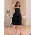 thumbnail image 4 of IBTOM CASTLE Girl Sleeveless Ruffle Formal Wedding Tiered Tulle Dress Teen Pageant Birthday Homecoming Prom Outfits Junior Graduation Dress 9-10 Years Black, 4 of 7