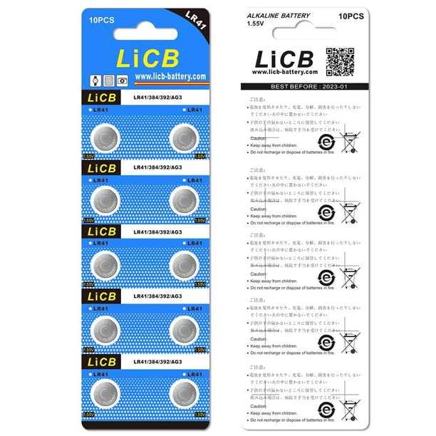 LiCB LR41 AG3 392 384 192 Batterie 1.5V Alcaline Piles Boutons (40