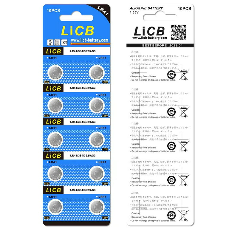 LiCB 20 Pack LR41 AG3 392 384 192 Battery 1.5V Button Coin Cell Batteries  20 Count (Pack of 1)