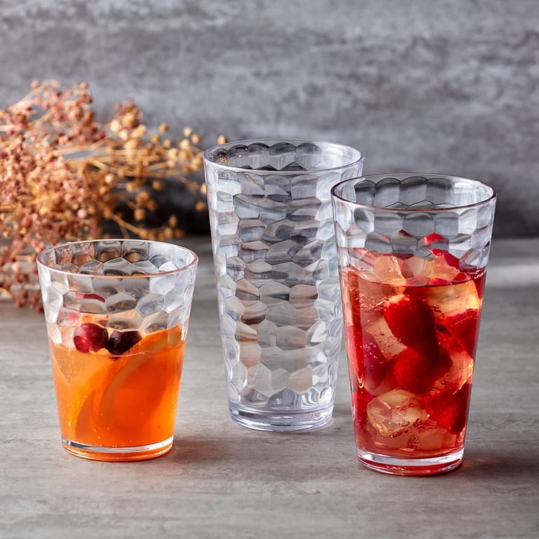 Amazing Abby - Iceberg - 16-Ounce Plastic Tumblers (Set of 8), Plastic Drinking Glasses, All-Clear Reusable Plastic Cups, Stackable, BPA-Free, Shatter