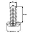 thumbnail image 3 of Uxcell M2x8mm Computer Screw Fastener Silver Tone 3.8mm Dia Screw Head 50 Pack, 3 of 5