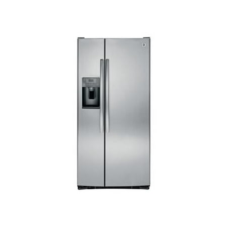 GE - 23.2 Cu. Ft. Side-by-Side Refrigerator with Thru-the-Door Ice and Water - Stainless steel