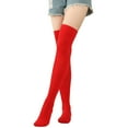 thumbnail image 2 of Fgnfyis Women's Solid Color Long Socks Thigh High Over The Knee Socks Christmas Stockings Festive and for Holiday Season Red, 2 of 4