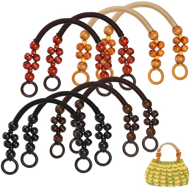 8 unidades Jucoan con asas de madera con cuentas de nailon, 47 cm