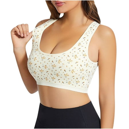 

HTNBO T Shirt Bras for Women Racerback Wire Free Beauty Back Comfort Sports Bra Underwear Front Closure Yoga Sports White L