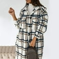 thumbnail image 2 of Cardigan For Women Trendy Long Sleeve Plaid Print Coat Button Down Open Front Long Blouses Warm Collarded Shrugs, 2 of 4