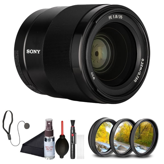 Sony FE 35mm F1.8 Wide-Angle Prime Lens (SEL35F18F) – Full-Frame E-Mount | Bright F1.8 Aperture | Lightweight Design | Filter Kit, Cap Keeper, Cleaning Kit, and More