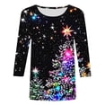 thumbnail image 4 of SELONE Christmas Shirts for Women Santa 3/4 Sleeve Xmas Pullover Tops Christmas Tree Tees Blouses Christmas Themed Clothing Christmas Outfits Ideas Holiday Attire Party Collection Blue M, 4 of 5