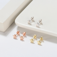 thumbnail image 3 of Barre d'Argent, Point, Coeur, Triangle, Étoile, Chat Délicates Boucles d'Oreilles pour Femmes S01, 3 of 3