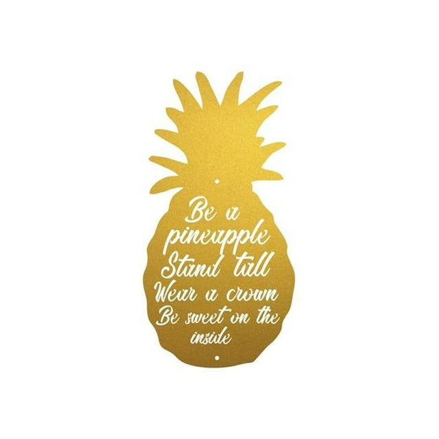 Central Coast Designs BEAPINEAPPLE-24GLD 24 x 12 Po Ananas Silhouette Script Acier Coupe Laser Mur Art&44; Or
