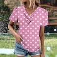 thumbnail image 2 of yillto Womens V Neck Shirts Short Sleeve Polka Dots Tops Loose Casual Tunic Blouses Summer Fashion Tunics, 2 of 5