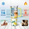 thumbnail image 4 of Cup with Handle and Straws 40 oz Vacuum Insulated Lemon Travel Cup Birthday Present for Women Girls Daughter Mom Gifts for Him/Her Coffee Mugs, 4 of 7