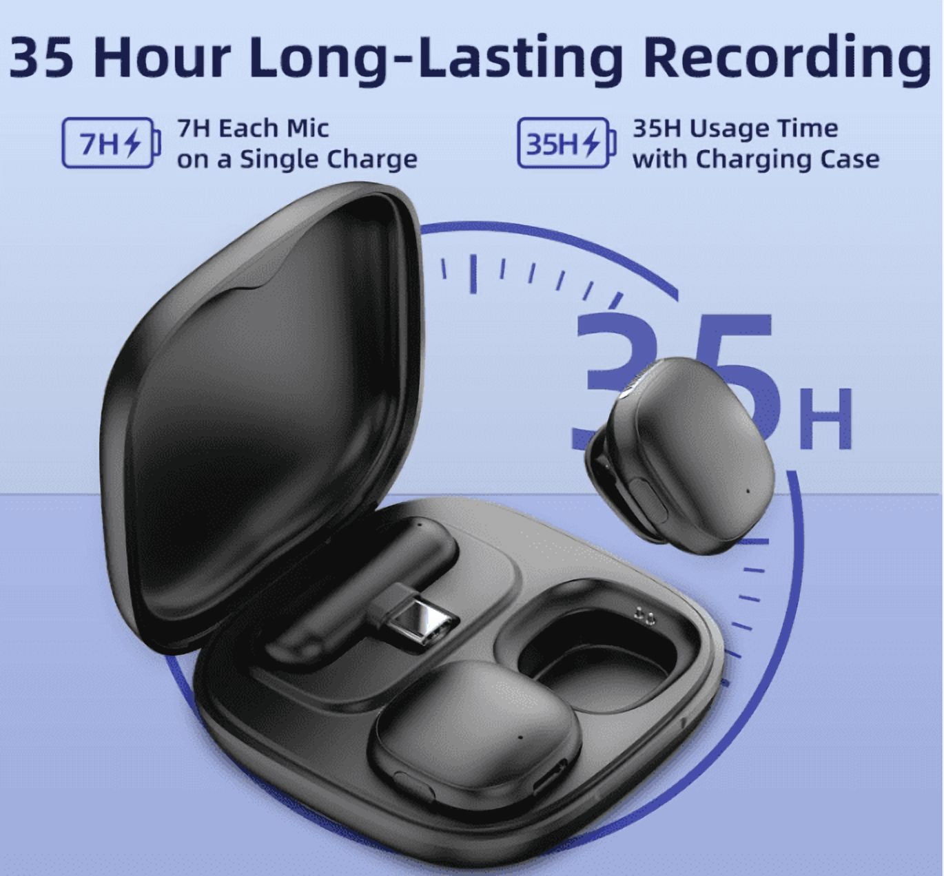 NPTCL Wireless Microphone for iPhone 17 16 15 - Ai Noise Cancelling Mini Microphone USB C for Android Phone, Lavalier Mic with 35H Charging Case for Video Recording Vlogging YouTube Tiktok
