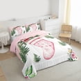 thumbnail image 3 of Homewish Pink Christmas Stocking 3-Piece Full Size Comforter Sets for Teens Boys Girls,Happy Xmas Bedding Comforter Set,Bowknot Flowers Lightweight Bedding Sets,Breathable Home Decor,Reversible, 3 of 8