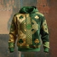 thumbnail image 2 of IWRICH St. Patrick's Day Hoodies for Men Clover Graphic Pullover Tees Irish American Flag Shamrock Casual Hooded Sweatshirt 18-Green XL, 2 of 3