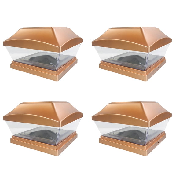 iGlow 4 Pack Black Outdoor Garden 6 x 6 Solar SMD LED Post Deck Cap Square Fence Light Landscape PVC Vinyl Wood