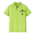 thumbnail image 6 of XQYLOS Tween Boys Girls Aestheti𝐜 Lapel Neck Shirt Short Sleeve Cross Print Tennis School 𝐔niform Collared Tops, 6 of 8