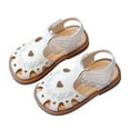 thumbnail image 2 of Toddler Girls Dressy Sandals Fashion Flower Heart Leather Closed Toe Flats Dress Sandals for Little Kids, 2 of 5