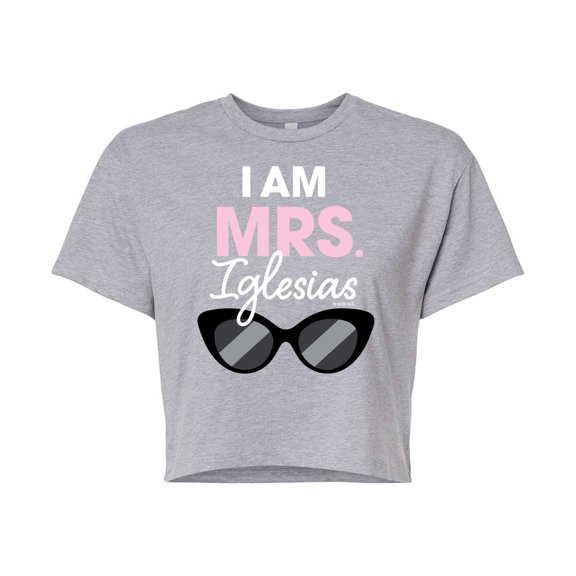 Bridesmaids - I'm Mrs. Iglesias - Juniors Cropped Cotton Blend T-Shirt