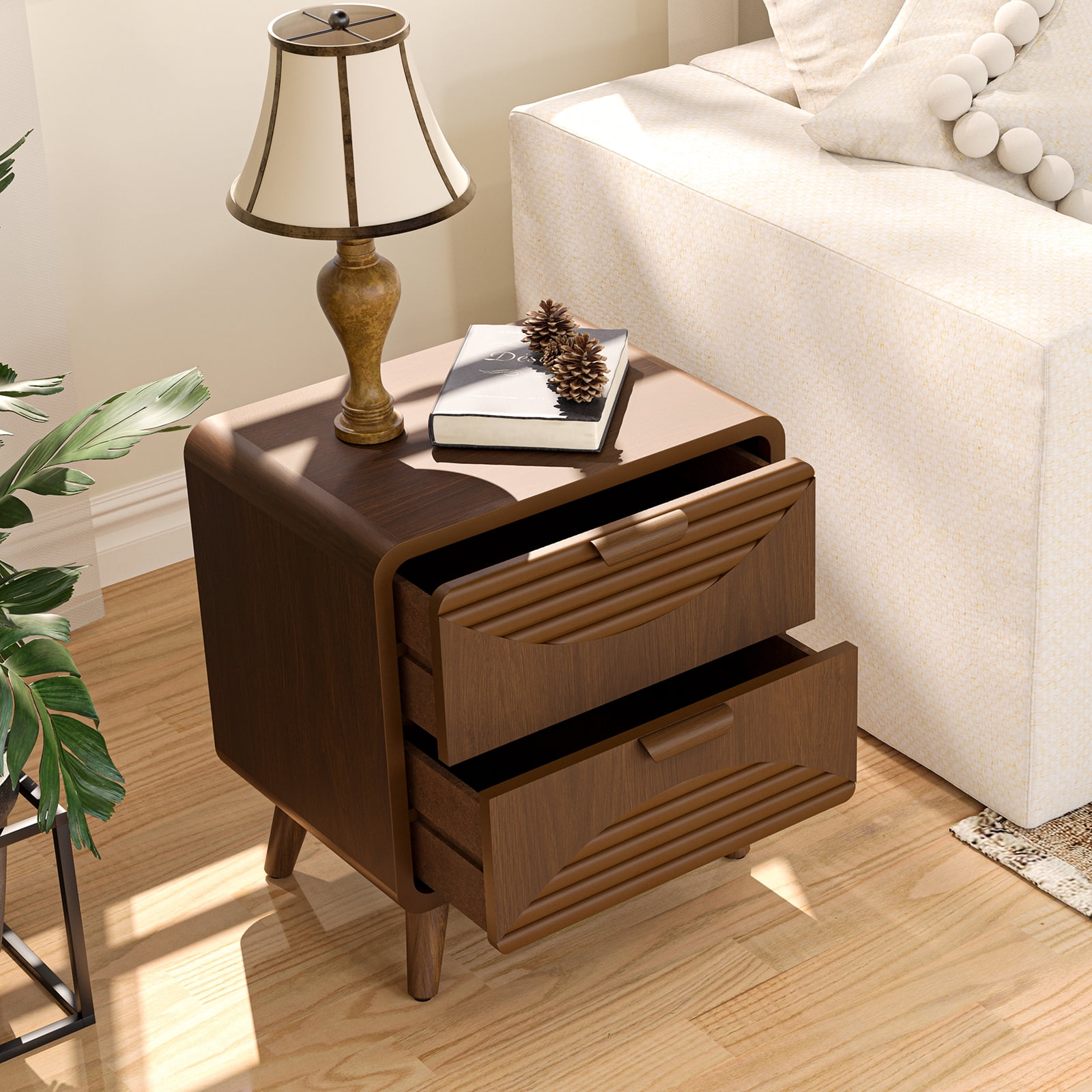 VENTOPYR Modern Nightstand with 2 Drawers for Living room and Bedroom
