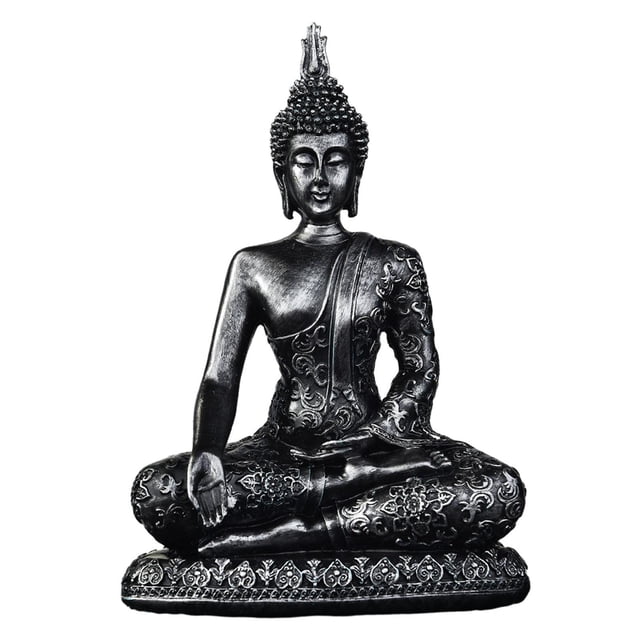 Estatua de Buda Sentado, Colección de Arte Religioso, Artesanía, Escultura de Buda, Escritorio Negro