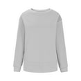 thumbnail image 3 of Lovzfmll Ladies Tops and Blouses, Womens Long Sleeve Round Neck Shirts Basic Tee Fall Tops Outfits Loose Causal Clothes Capless Solid Color Fashion Commuting Fallow Comfort Jacket Gray M, 3 of 5