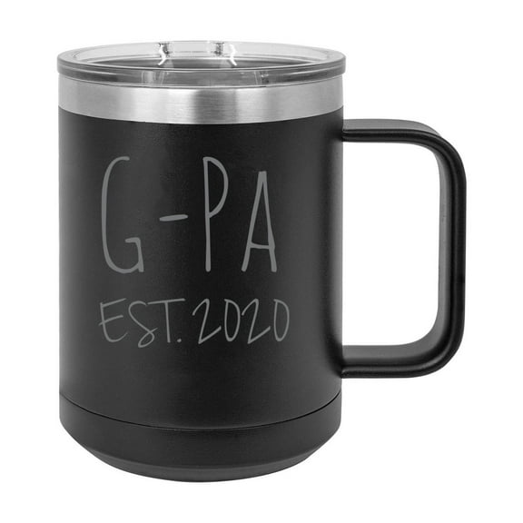 G-Pa Est. 2020 Established Stainless Steel Vacuum Insulated 15 Oz Engraved Double-Walled Travel Coffee Mug with Slider Lid