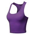 thumbnail image 2 of A2Y Women's Basic Cotton Casual Scoop Neck Cropped Racerback Tank Tops Purple S, 2 of 5