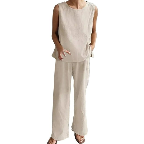 white linen pants and top