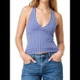 thumbnail image 3 of Tops Halter para Mujer, de Verano, con Escote en V Profundo, Sin Mangas, Color Negro, para Salir, Ropa Y2K Azul L, 3 of 9