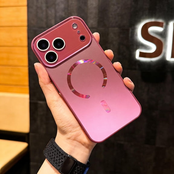 for iPhone 13 Magnetic Case, Hybrid Case with Camera Lens Protector, Compatible with Mag-Safe, Glossy Hard PC   Silicone Rubber Bumper Slim Shockproof Cover for iPhone 13, Rose