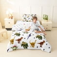 thumbnail image 2 of Metsweet Animal Dinosaur Twin Comforter Sets 2pcs, Jungle Wildlife Bedding Set, Green Brown Gray,1 Comforter and 1 Pillowcase, 2 of 6