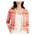 thumbnail image 3 of KASPER Womens Orange Printed 3/4 Sleeve Round Neck Sweater Petites PL, 3 of 4