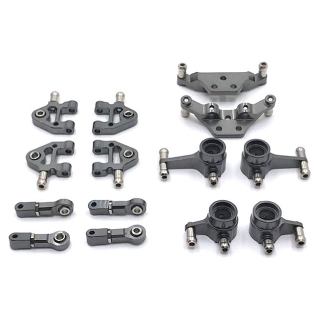 Vogacara Brazo de choque TowerSteering Hub Cup Set para 1/28 Wltoys K969 RC coche inferior brazos superiores aleación de aluminio RC Kits de construcción modelo titanio