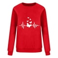 thumbnail image 5 of HAOTAGS Women Holiday T - shirt, Round Neck Valentine's Day Long Sleeve Love Print Casual Shirt Red L, 5 of 6