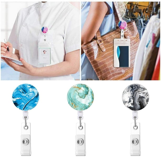 3Pcs Retractable Badge Holder with Alligator Clip and Key, Nurse Badge  Holders Stationery 3pcs A 