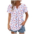 thumbnail image 2 of JTZGDY Ruffled Double Layer Short Sleeve V Neck Ruched Pleated Tunic Blouse for Women Loose Fit Boho Floral Print Dressy Casual Graphic Basic Tees Shirt Tops Purple#01 S, 2 of 8