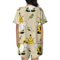 thumbnail image 3 of Naloa Gnomes Bees And Sunflowers Women's Short-Sleeved Pajama Set, Loungewear, Summer pajamas, Breathable Cozy - XX-Large, 3 of 9