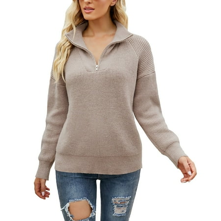 Aligament Pullover Sweater For Women High Collared Knit Sweater Pullover  Big Yards Sweater Fashion Striped Color Blocking Knit Sweater Long Sleeve