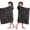 thumbnail image 4 of Black Zodiac Sun Moon Star Pattern Hooded Bath Towel，50"x30" for Ages 3 To 12 Kids, Quick Dry Lightweight Soft Microfiber Hood Beach Towel Cover Up for Kids, 4 of 7