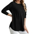 thumbnail image 3 of Plus Size Tops for Women Fall Long Sleeve Button Down with Curved Hem Tunic Tshirts Summer Blouses 2026, 3 of 6