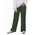 thumbnail image 2 of Women'S Cotton Linen Drawstring High Waisted Pants Casual Loose Fit Wide Leg Trousers Green M, 2 of 7