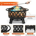 thumbnail image 5 of 2 in 1 Fire Pit with Cooking Grate 30'' Wood Burning Firepit Outdoor Fire Pits Steel Firepit Bowl Outside with Swivel BBQ Grill, Spark Screen, Poker for Backyard Garden Bonfire Patio$$Garden & Patio, 5 of 8