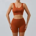 thumbnail image 5 of Women Seamless Ribbed Yoga Sets Workout 2 Pc Gym Ribbed Crop Tank Bar And Shorts, 5 of 11
